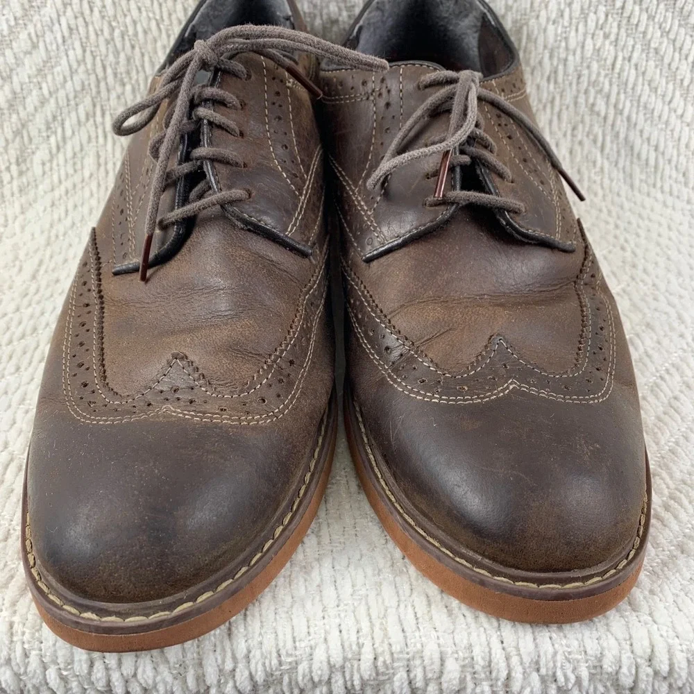 Nunn Bush Mens 10 Brown Leather Wingtip Brogue Oxford Dress Shoes Lace Up Casual